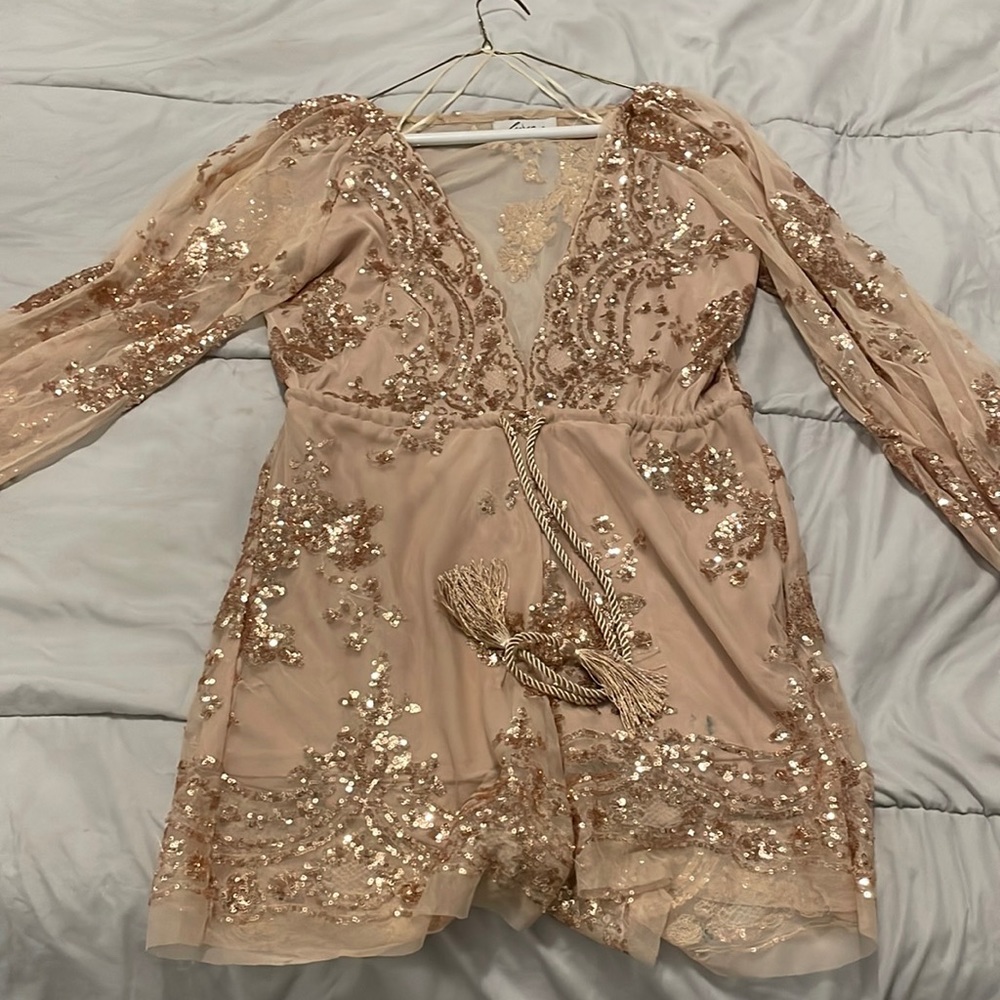 Pink sequin romper